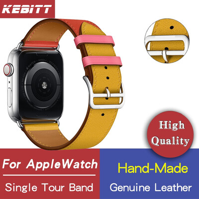 

Kebitt genuine leather men women single tour bands For apple watch series 5 4 3 iwatch strap 38 40MM 42 44mm band