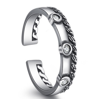 

Fashion Korean Version Ancient Silver Women Rings Woven Stripe Emmanuel Opening Ring