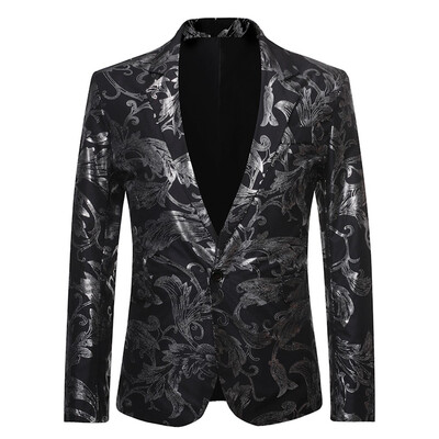 

Toponeto Mens Slim Button Suit Plaid Turn-down Collor tops Solid Jacket Coat