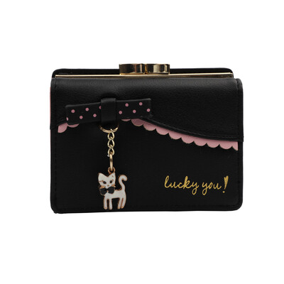 

Tailored Fashion Women Wallet Cute Cat Wallets Purses Pendant Bowknot Short