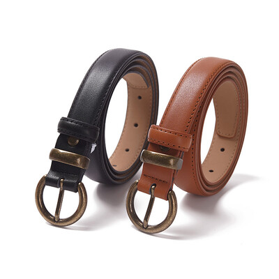 

New leather belt ladies belt simple wild leather retro copper buckle belt spot