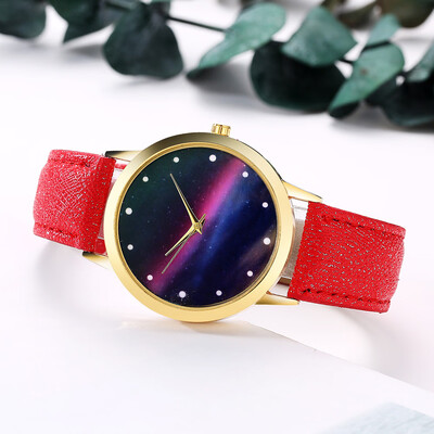 

〖Follure〗Women Fashion Starry Sky Leather Band Analog Quartz Round Wrist Watch Watches BK