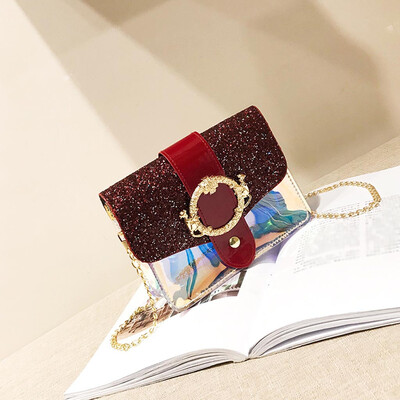 

Tailored Womens Fashion Contrast Color Diagonal Package Sequin Shoulder Bag Chain Bag