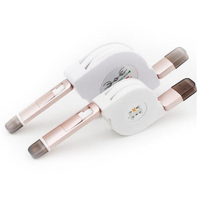 

2-in-1 2m Portable USB To Micro USB Lightning Scalable Charging Data Cable For IPhone Android Phones
