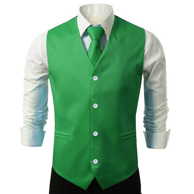 

Mens Formal Waistcoat Dress Vest And Neck Tie Hankie Set Wedding Prom Casual