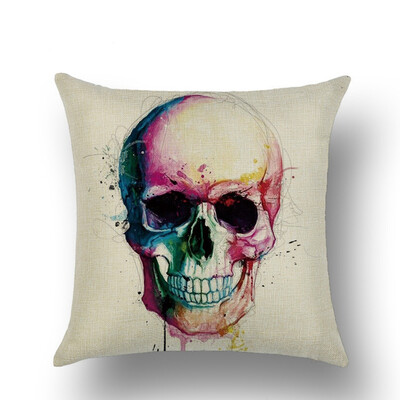 

Skull Linen Pillowcase Home Sofa Decoration A Variety Of Styles Optional