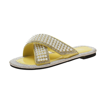 

Slippers for women wearing flat-soled fashion Baitao summer Korean version water drill H-shaped sandals
