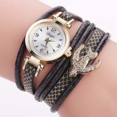 

Korean fashion personality female student quartz watch full diamond jewelry PU winding performance goods wholesale factory direct sales