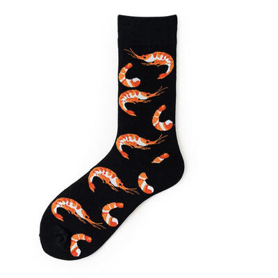 

Unisex Cotton Crew Socks Fashionable Cute Soft Breathable Seafood Printed Socks For Men Women Sized 37-45