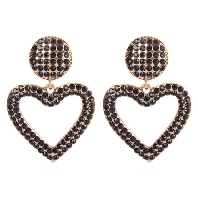 

Women Hollow Heart Rhinestone Inlaid Stud Earrings Statement Party Jewelry Gift