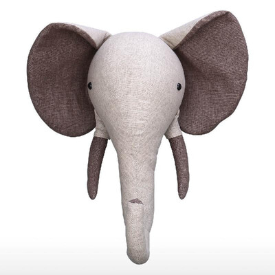 

Tooarts Elephant Head Wall Hanging Cartoon Animal Head Wall Decor Room Decoration Quality Cotton Hemp Material Childlike Ornament
