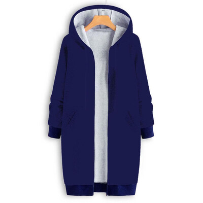 

Toponeto Women Winter Warm Loose Outwear Solid Hooded Pockets Vintage Coats