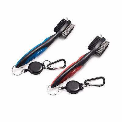

Outdoor Golf Club Brush Groove Cleaner with Retractable Zip-line