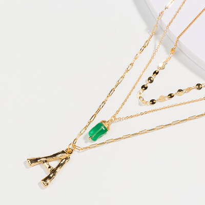 

Change Letter Big Alphabet Name A-Z Initial Pendant Necklace Women Gold Color Natural Pearl Stone Chain 2019 Fashion Long