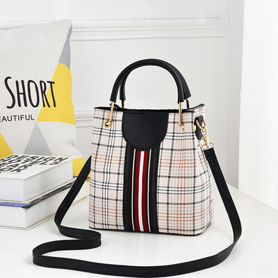 

Bucket bag plaid bucket bag ribbon plaid bucket bag portable ribbon plaid bucket bag
