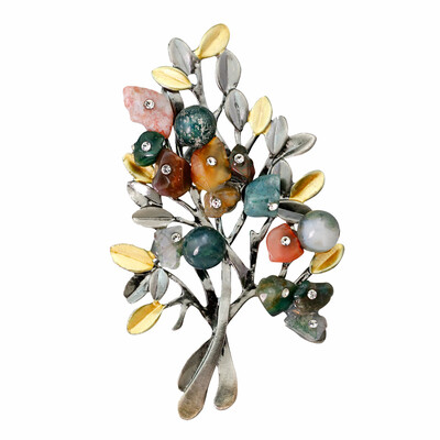 

1 PC Fashion Multi-color Beads Tree Branches Elegant Brooch Scarf Pins Unisex