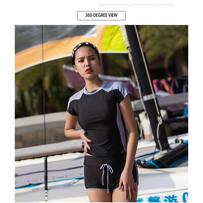 

Saidsome Women Sleeve UV Sun Protection UPF 50 Rash Guard Top 2 Piece Swimsuit Set diving suit diving water diving mask