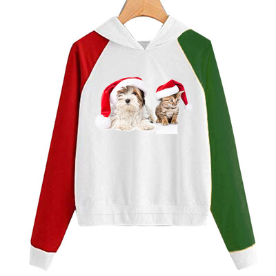 

Tailored Women Christmas Print Hooded Long Sleeves Sweatshirt Hooded Pullover Tops Shirt