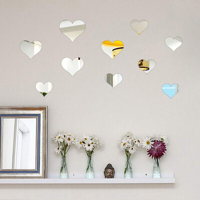 

〖Follure〗10PCS Mural Decal 3D Mirror Wall Sticker Love Heart Removable Stickers GD