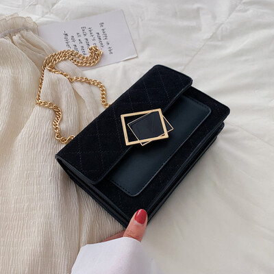 

Rhomboid chain bag chic leisure sanding small square bag new 2019 fashion womens bag single shoulder bag oblique satchel bag