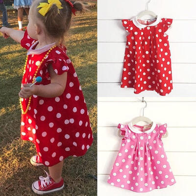 

Stock Kids Baby Girls Polka Dot Summer Dresses Toddler Sundress Outfit Dress