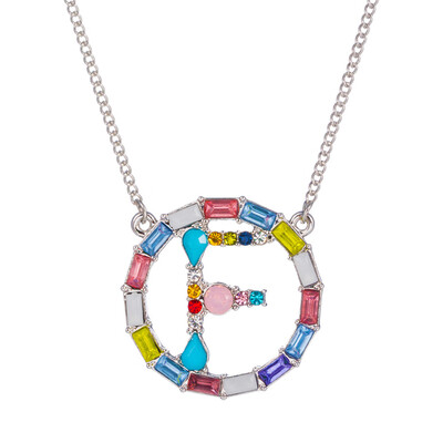 

Letter Fashion Multi-color Zircon Charm Circle Pendant Necklace Necklaces Birthday Jewelry Christmas Gifts