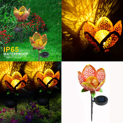 

〖Follure〗New LED Garden Solar Light Pathway Hollow Flower Stake Projector Lamp Decor