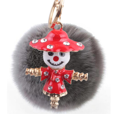 

New Diamond Scarecrow Rex Rabbit Hairball Keychain Bag Pendant Mobile Car Pendant