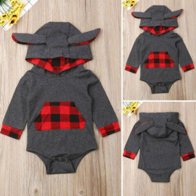 

Toddler Baby Boy Girl Autumn Clothes Long Sleeve Hooded Romper Bodysuit Outfits