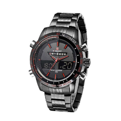 

NAVIFORCE Stainless Steel 3ATM Waterproof Fashion Wristwatch Dual Time Quartz Sports Men Watch with Function of Backlight Alarm Ca