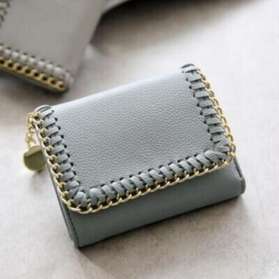 

Simple Square Lady Wallet Short Paragraph Braided Lichee Pattern Small Wallet Mini Card Holder Purse