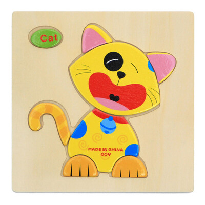

Siaonvr Kids Baby Wooden Cartoon Animals Learning Educational Intelligence Toys Puzzle A