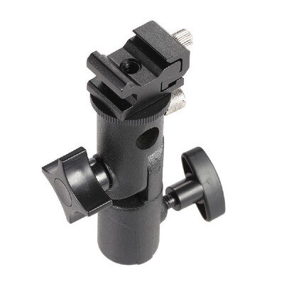 

E Type Universal Metal Flash Hot Shoe Speedlite Umbrella Holder Light Stand Bracket with 14" to 38" Screw Mount Swivel Adapter