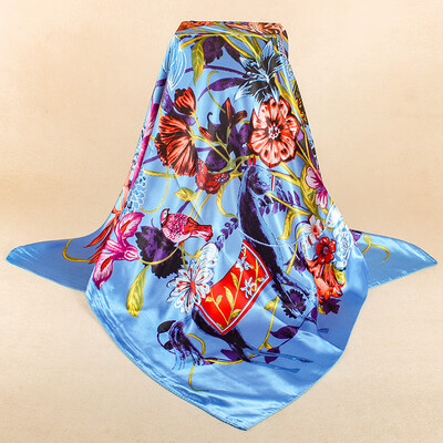 

Simulation silk scarf spot wholesale 90cm satin large square scarf Yiwu scarf factory direct sales special gift