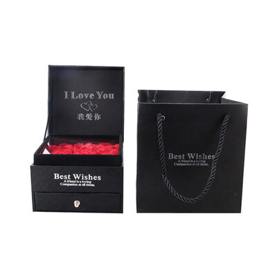 

Ring Necklace Jewelry Holder Paper Box 9Pcs Faux Rose Flower Present Gift Case