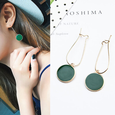 

Fashion Green Circle Pendant Women Drop Dangle Ear Hoop Earrings Jewelry Gift