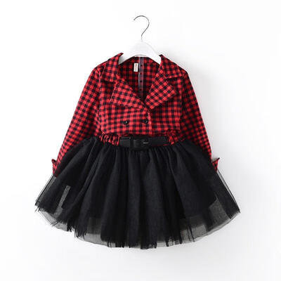 

Xmas Gift Toddler Baby Girls Checked Dress Princess Party Prom Tulle Dresses 1pc