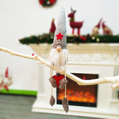 

Christmas Ornament Long Hat Sitting Santa Plush Doll Toy Christmas Indoor Home Desktop Hand Holding Love Santa Ornament