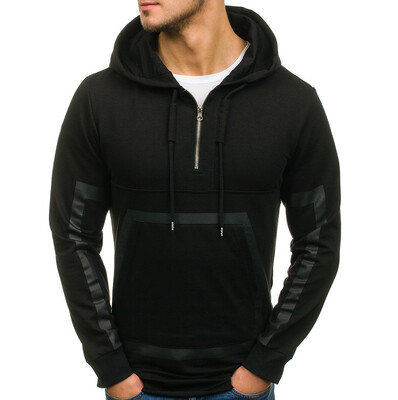 

Toponeto Men Splicing Button Pullover Long Sleeve Hooded Sweatshirt Tops Blouse