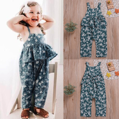 

Toddler Kids Baby Girls Floral Print Strap Ruffled Romper Jumpsuits Sunsuit Sets