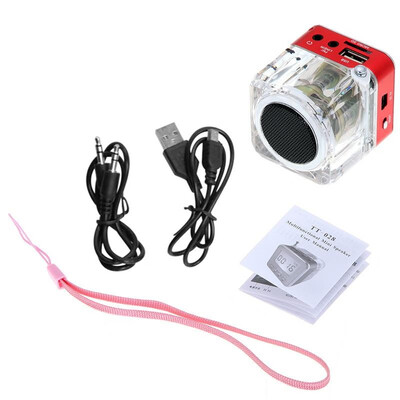

Mini Digital Portable Music MP34 Player TF USB Disk Speaker FM Radio Red
