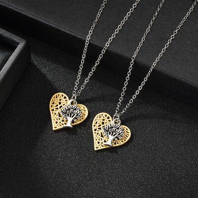 

Trendy Cute Best Friends Pendant Necklace Stars Life Tree Heart Necklace For Women Girl Silver Chain BFF Friendship Jewelry Gift