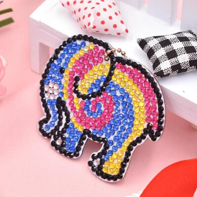 

4pcsSet DIY Diamond Painting Cartoon Elephant Resin Bag Keychain Jewelry