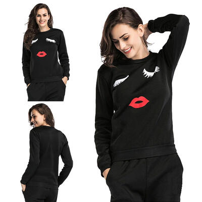 

Autumn Fashion Long Sleeves Round Collar Women Tops Floral Loose T-shirt