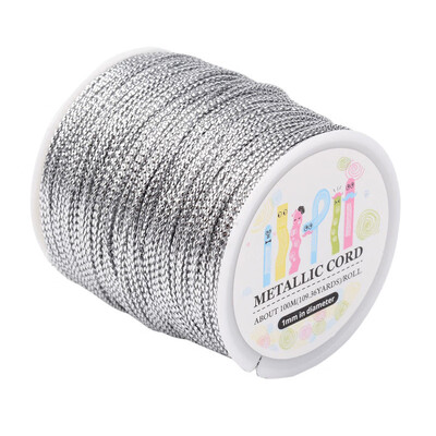

PH PANDAHALL 109 Yards 1mm Non Stretch Jewelry Braided Thread Gift Wrap Ribbon Metallic Tinsel Cord
