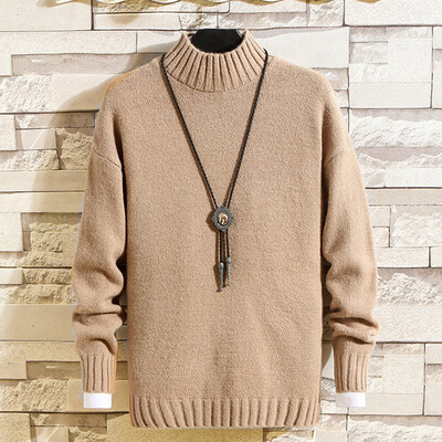 

Men Sweater Jumper Cable Knitted Half Turtleneck Thicken Pullover Knitwear Top