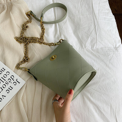 

Summer ins super fire bucket bag female 2019 new Korean version of the wild single shoulder fashion rhombic chain Messenger bag