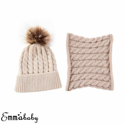 

Toddler Kids Baby Boy Girls Winter Warm Pom Bobble Hat Knit Beanie Cap Scarf Set