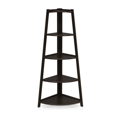 

5 Tier Corner Shelf Stand Wood Display Storage Home Furniture Black