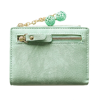 

Women Solid Color Short Multi-slot Zipper Wallet Card Cash Holder Clutch Purse